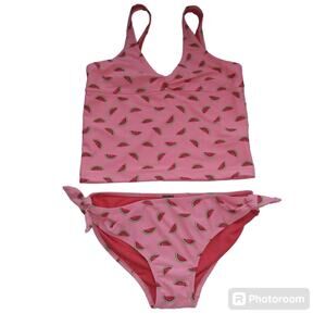 Old Navy Girls OLX Twist Front Watermelon Print 2 Piece Swimsuit Size XL